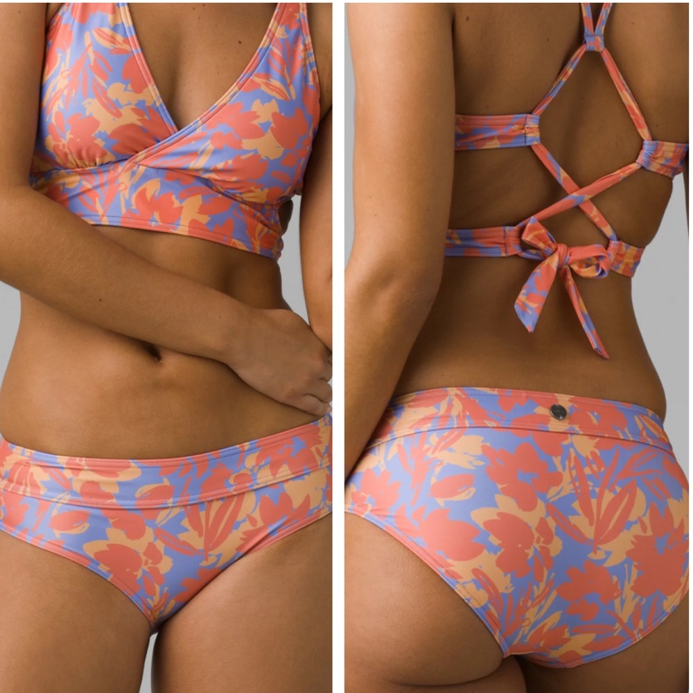 Prana Vibrant Floral Bikini in Pink and Orange